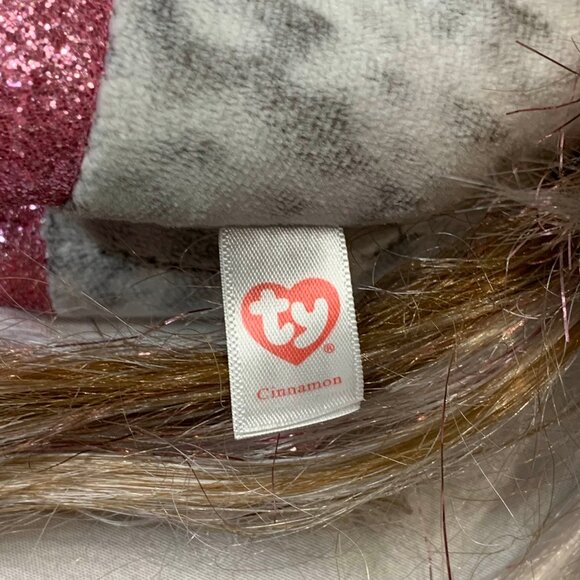 Ty Beanie Boos Cinnamon Unicorn Gray Dappled Pink Glitter Eyes Plush Stuffed - Picture 11 of 12